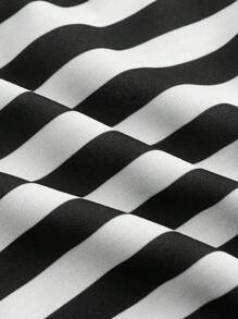 SHEIN MOD Große Größen Jacke mit Kapuze und Katzenohren, schwarz-weiß gestreift - Schwarz und Weiss - Übersicht 11