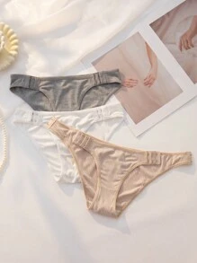 3pcs/Pack Women Comfortable Front Buckle  Panties - Multicolor - View 5