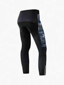 Manfinity Riding Contrast Camo Print Cycling Pants "Professional Cycling Shorts, 3D Padded Design, Quick-Drying And Breathable" Compression Top - Black - View 2