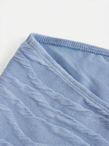 SHEIN 少女纹理针织休闲抹胸短款上衣 - 淺藍色 - 查看 3