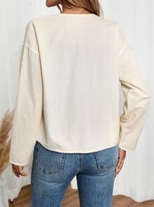 EMERY ROSE Women's Solid Color Button-Front Long Sleeve Minimalist Jacket Casual Daily Wear - Apricot - View 2