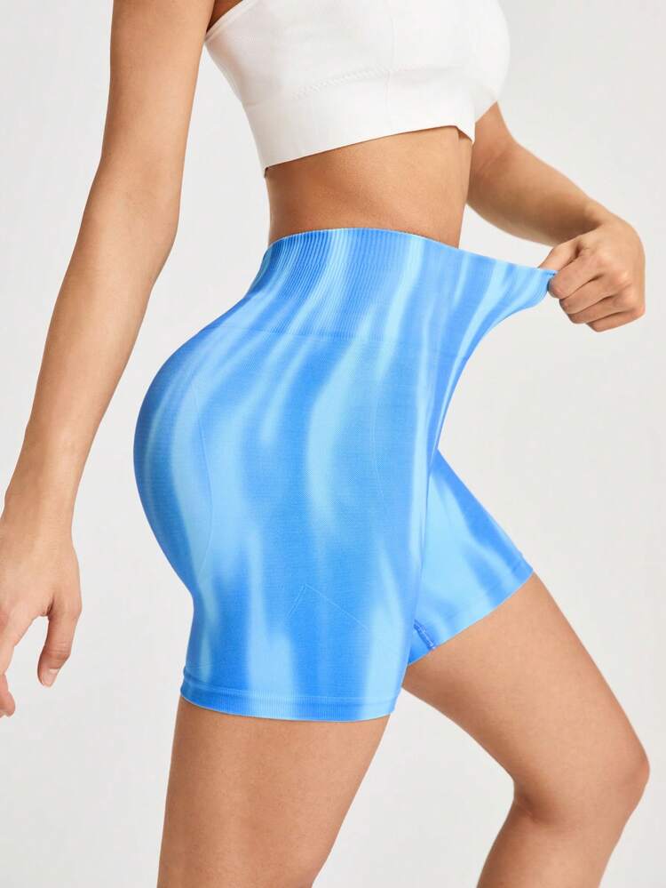 Summer Fashionable Tie-Dye High Waist Slim Fit Sports Shorts Spandex Short