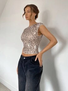 SHEIN Essnce 女士亮片露背短款上衣、派对装 - 杏色 - 查看 5