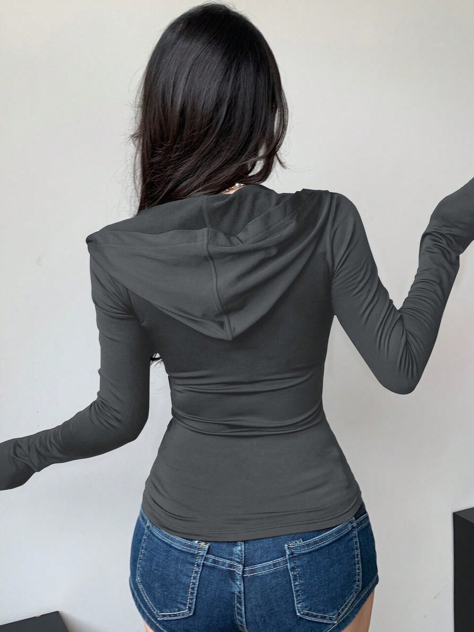 Women's Slim Fit Long Sleeve Hooded T-Shirt, Elegant & Sweet Casual Style Tee,Fall Clothes
