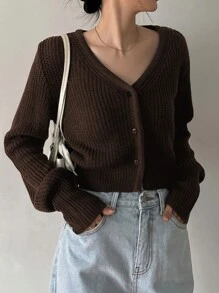 Dazy-Less Damski, przycięty kardigan w jednolitym kolorze, na wiosnę i jesień