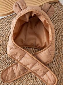 SHEIN Babygirl Solid Color Warm Fleece Jacket And Hat Set, Autumn/Winter