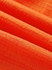 Forever 21 纯色弹性腰裙，适合度假和休闲穿着 - 珊瑚橙 - 查看 3