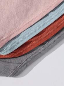 4pcs/Pack Women's High Waist Cotton Solid Color Briefs, Casual Comfortable Minimalist Stretchy Breathable Panties - 彩色 - 查看 9
