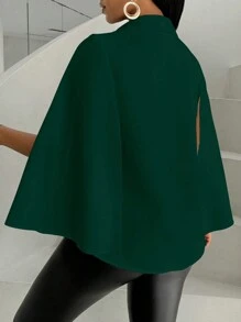 VaVaBold Chaqueta de blazer de cuello chal recortada de unicolor elegante para mujer, para trabajo, primavera y otoño - Verde - Ver 2