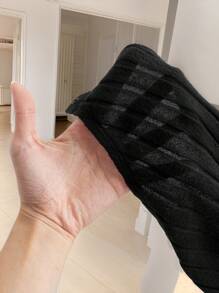 SHEIN Frenchy Phong cách trang phục thường ngày Áo thun trễ vai và quần legging - màu đen - Xem 7