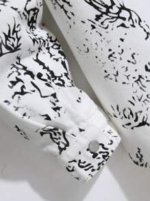 Manfinity Roughcore Men All-Over Print Denim Casual Shirt, Spring/Fall - White - View 6