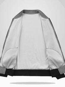 Manfinity Homme Grey Men's Plaid Patterned Cardigan Jacket, Autumn/Winter - Grey - View 3