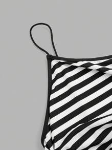 SHEIN EZwear 3pcs Plus Size Women Ruched Side Solid & Striped Cami Top, Summer - Multicolor - View 3