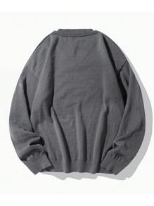 Chillumni Men's Crew Neck Solid Color Loose Casual Pullover Knit Sweater - Multicolor - View 2
