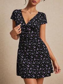 Poéselle Thời trang nữ Váy chữ A cổ chữ V ngọt ngào, Váy hoa, Váy hoa mùa xuân, Váy nữ đi biển, Mùa hè Y2k, Váy hoa, Váy mùa hè dễ thương, Váy mùa hè - Nhiều màu - Xem 3