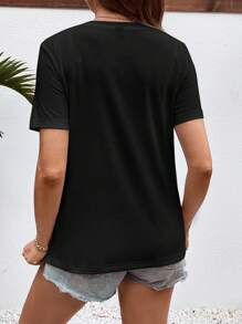 SHEIN Maternity Loose Fit Round Neck Breastfeeding Nursing T-Shirt For Outdoor Sports