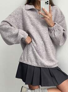 DAZY Losvallend sweatshirt met effen polokraag voor dames