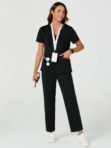 TaskEZ Contrasterende kleur broek met korte mouwen en uniforme set