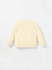 Cozy Pixies 2 件装女婴针织休闲纯色套头衫和裤子套装 - 杏色 - 查看 2