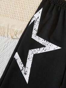 3 chiếc áo hoodie crop top in hình ngôi sao tuổi teen giản dị cho cô gái tuổi teen, quần cực dài và bộ áo ba lỗ màu trơn - màu đen - Xem 5