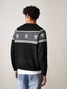 Manfinity VCAY Suéter de manga larga de ajuste holgado, de punto con estampado de moda casual para hombres