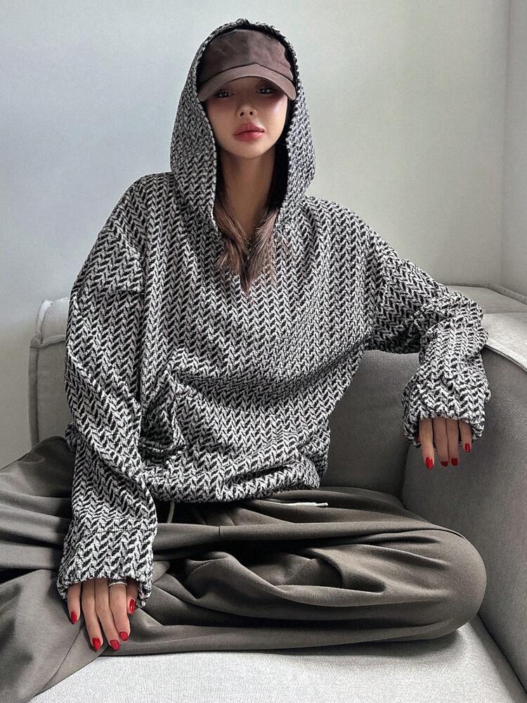 Women's Casual Textured Plaid Hoodie Long Sleeve Sweatshirt, Spring Autumn,Fall Women Clothes