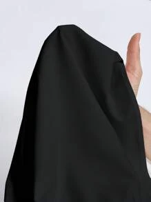 SHEIN MOD Bluzka damska w jednolitym kolorze z falbaniastym kołnierzykiem i rękawami typu latarnia, elegancka, wiosna lato - Czarne - Zobacz 6