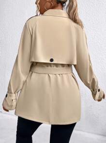 SHEIN LUNE Große Größen Trenchcoat mit Kragen, Knöpfen und Langarm, lässig