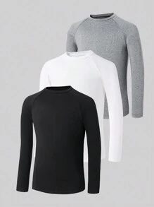 SHEIN 3pcs/Set Tween Boy Casual All-Match Crew Neck T-Shirts - Multicolor - View 1