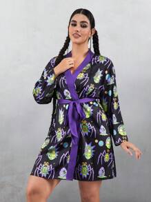 Rick and Morty X SHEIN 大码朋克风格黑色长袍 - 黑色 - 查看 5