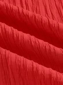 SHEIN Essnce Pantaloni lunghi casual e semplici da donna, con stampa a righe a forma di cuore, adatti per l'estate, la primavera, San Valentino e Capodanno - Rosso - Visualizzare 4