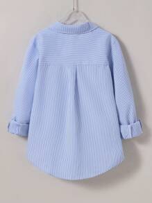 SHEIN Blusa de protección solar a rayas para niña preadolescente, Estilo coreano, Primavera/Verano, Vacaciones, Verano, Viaje
