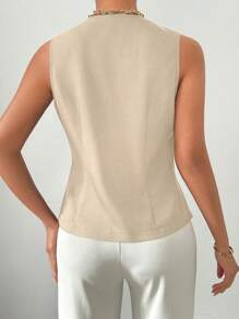 RosyDaze Women's Summer Daily Commute Short Vest Jacket - Apricot - View 2