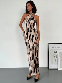 Firerie Backless Bodycon Mermaid Leopard Print Elegant Graduation Party Dress