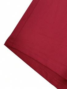 Conjunto de pantalón corto y blusa de manga corta de unicolor de corte slim para mujer - Burdeos - Ver 8