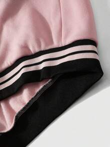 Manfinity Roghcode Áo khoác bóng chày lót nhiệt họa tiết hoạt hình Colorblock cỡ lớn cho nam, thường ngày mùa thu đông - Nhiều màu - Xem 5