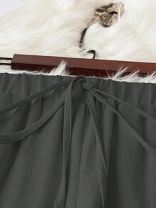 SHEIN LUNE Plus Size Drawstring Straight Leg Casual Fashion Daily Outdoor Versatile Pants