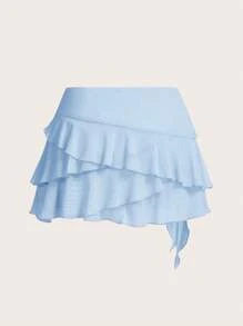 SHEIN ICON 女士多层荷叶边低腰 Y2K 迷你裙