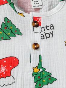 SHEIN Baby Boys' Christmas Print Romper - Multicolor - View 5