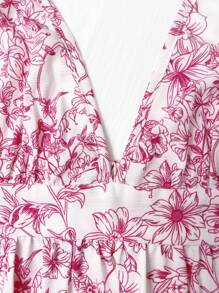 SHEIN Unity 女士简约碎花吊带背心上衣 - 玫紅色 - 查看 3