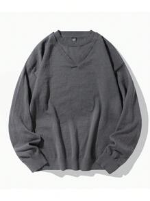 Chillumni Men's Crew Neck Solid Color Loose Casual Pullover Knit Sweater - Multicolor - View 1