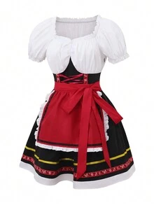 女士德国紧身连衣裙 慕尼黑啤酒节服装 适合传统巴伐利亚狂欢节 万圣节
