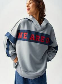 Bohemela Women's Vacation Patchwork Sweatshirt In Fall/Winter - Dusty Blue - View 3