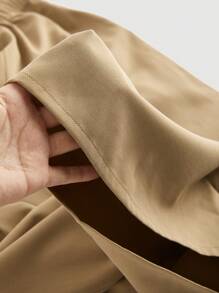 SHEIN MOD 高腰复古直筒棕色长裤，休闲日常装，秋冬女装下装，商务休闲女装，90 年代装，返校节，韩国时尚，办公室装，文艺复兴，老钱风格，舞会，，哥特，节日 - 棕色 - 查看 5