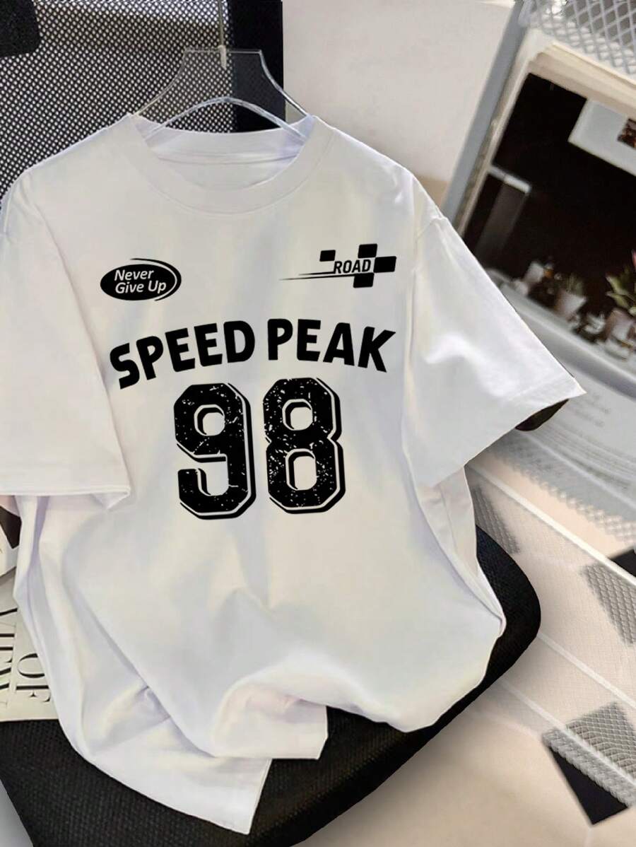 Teen Girl Digital Print Sporty Casual Short Sleeve T-Shirt - White - View 1