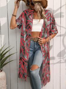 Swim Vcay 女式休闲全身印花短袖雪纺罩衫夏季