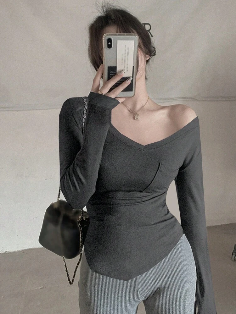 Women's Solid Color Simple Daily Long Sleeve T-Shirt Summer