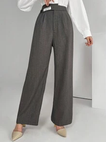 Mulvari Quần ống đứng công sở giản dị có túi cài nút dành cho nữ, hoàn hảo cho công sở/công việc/tiệc cocktail/đám cưới/hàng ngày/tốt nghiệp - Xám - Xem 5