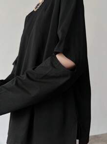FRIFUL Camiseta ajustada de manga corte de unicolor para mujer