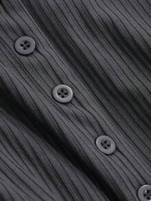 DAZY Women's Casual Solid Color Bell Sleeve Button Front T-Shirt, Spring & Autumn - Grey - View 8